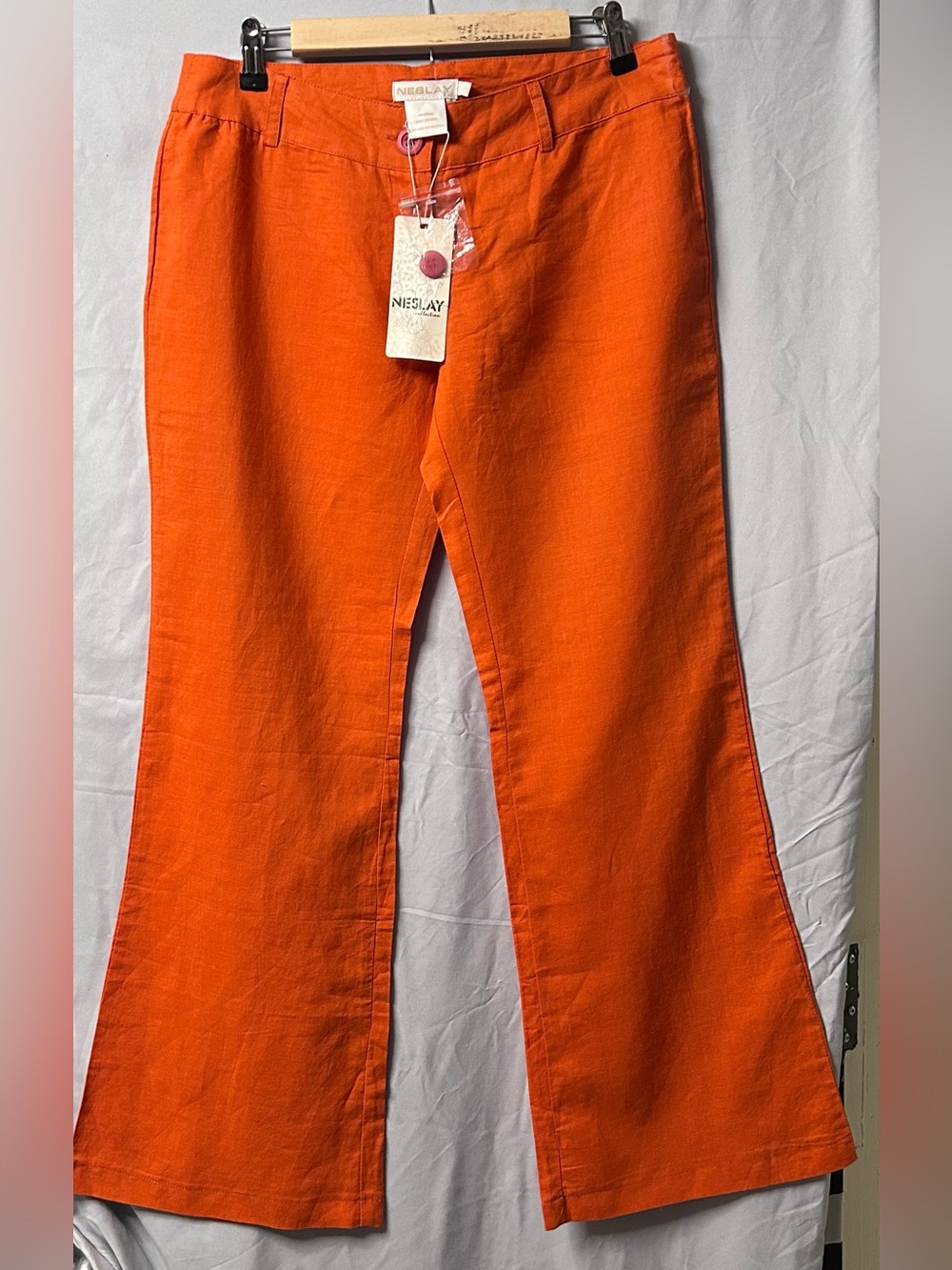 Nieslay Orange Boot-Cut Linen Blend Pants